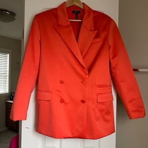 Double-Breasted Bright Orange Blazer